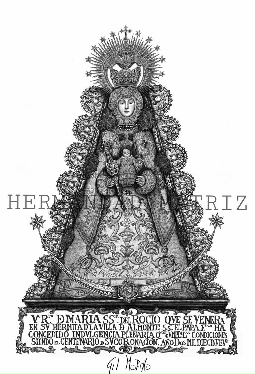 Lámina conmemorativa del primer Centenario de la Coronación de la Virgen del Rocío.