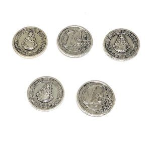 Monedas de la Suerte Virgen del Rocío color plata, en material: Zamak